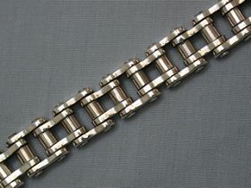 Polished Sterling Silver motorcycle chain link bracelet